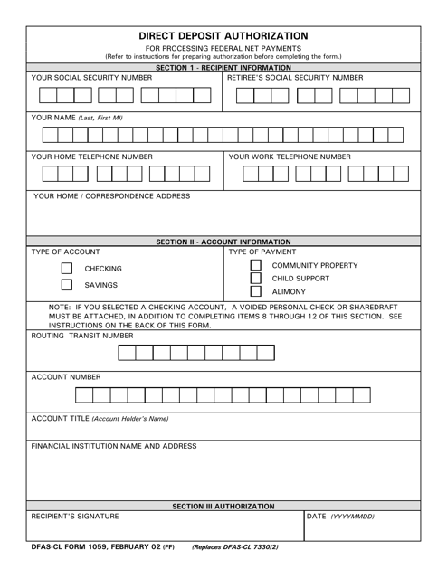DFAS-CL Form 1059  Printable Pdf