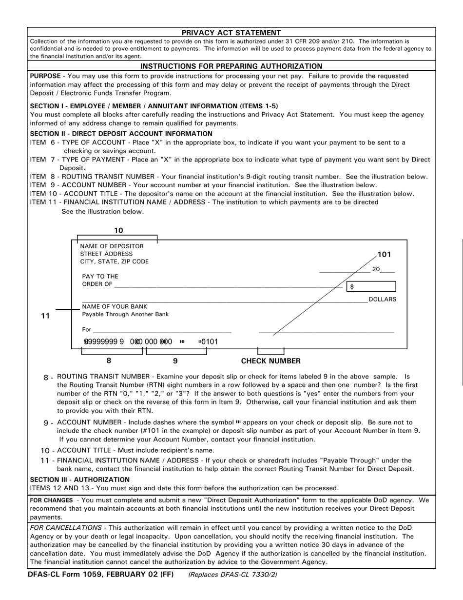 Dfas Cl Form 1059 Fillable Printable Forms Free Online