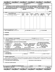 DD Form 836 Dangerous Goods Shipping Paper/Declaration and Emergency Response Information for Hazardous Materials Transported by Government Vehicles/Containers or Vessel, Page 2