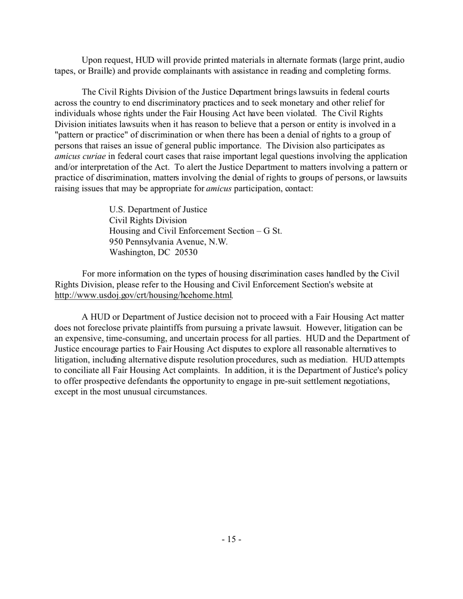 Reasonable Accommodations Under the Fair Housing Act - Joint Statement of the Department of Housing and Urban Development and the Department of Justice, Page 15