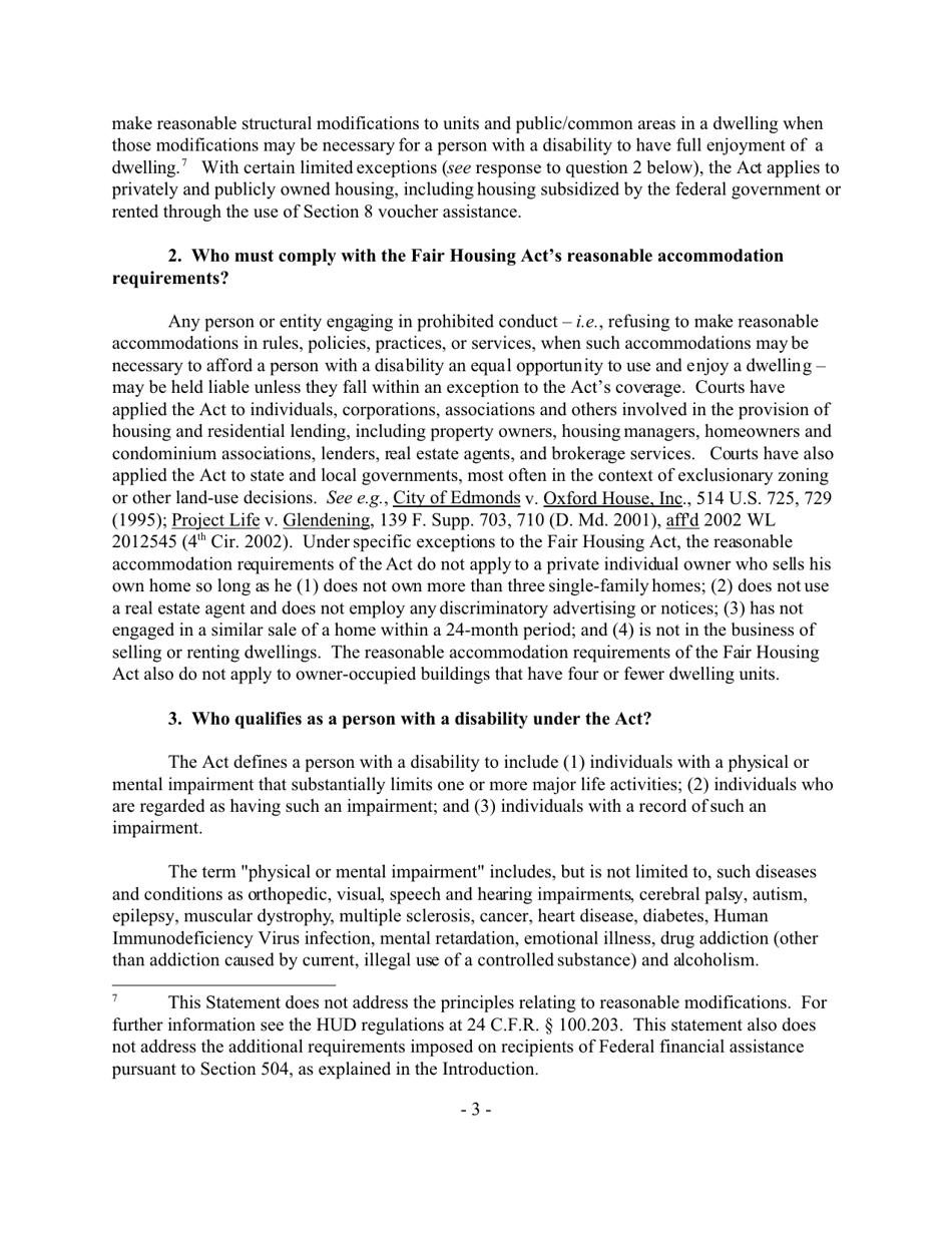 Reasonable Accommodations Under the Fair Housing Act - Joint Statement ...