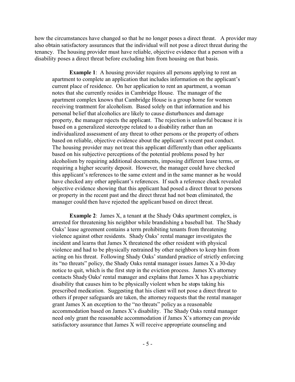 Reasonable Accommodations Under the Fair Housing Act - Joint Statement of the Department of Housing and Urban Development and the Department of Justice, Page 5