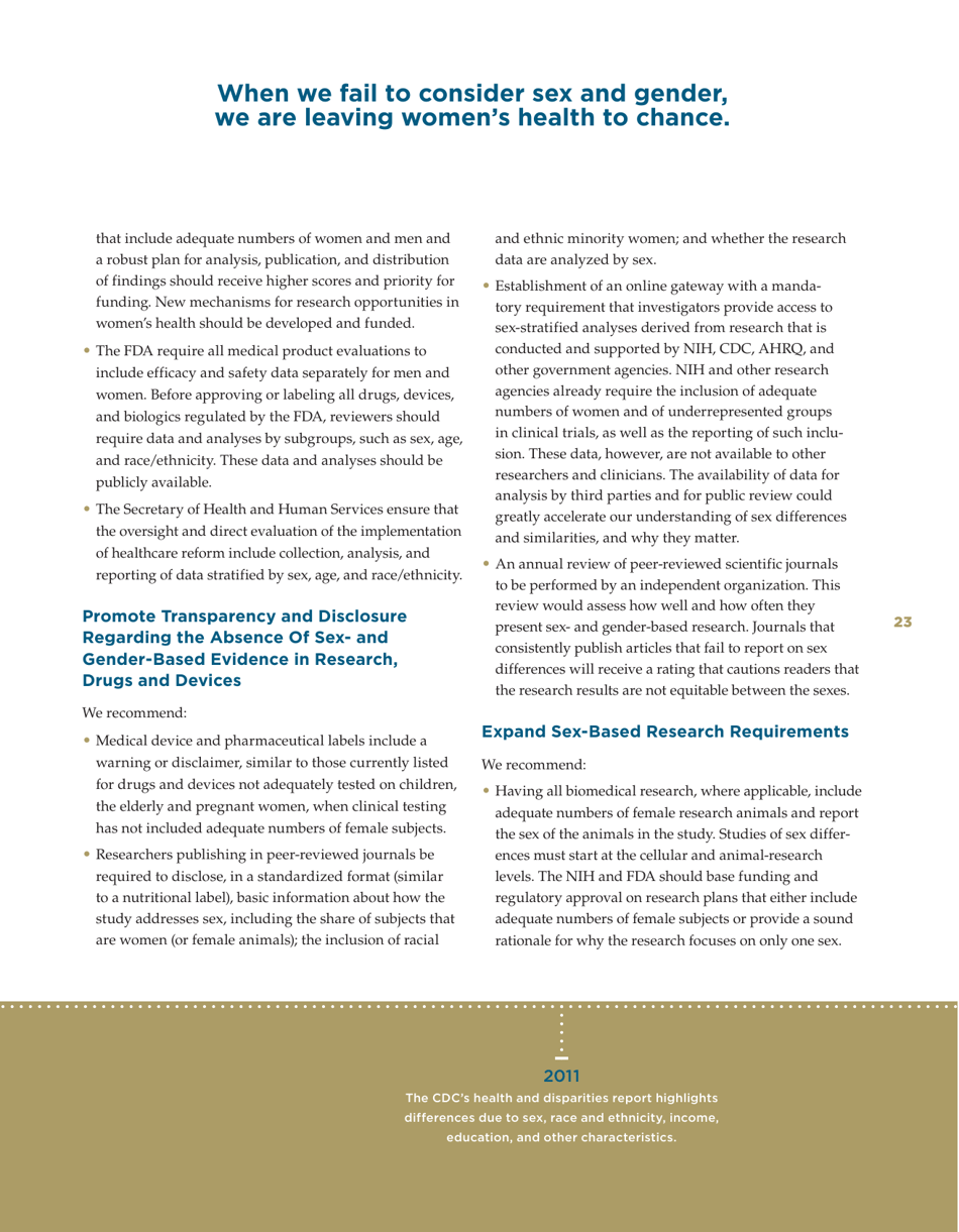 Sex-Specific Medical Research: Why Womens Health Cant Wait - Mary Horrigan Connors Center for Womens Health  Gender Biology, Page 25