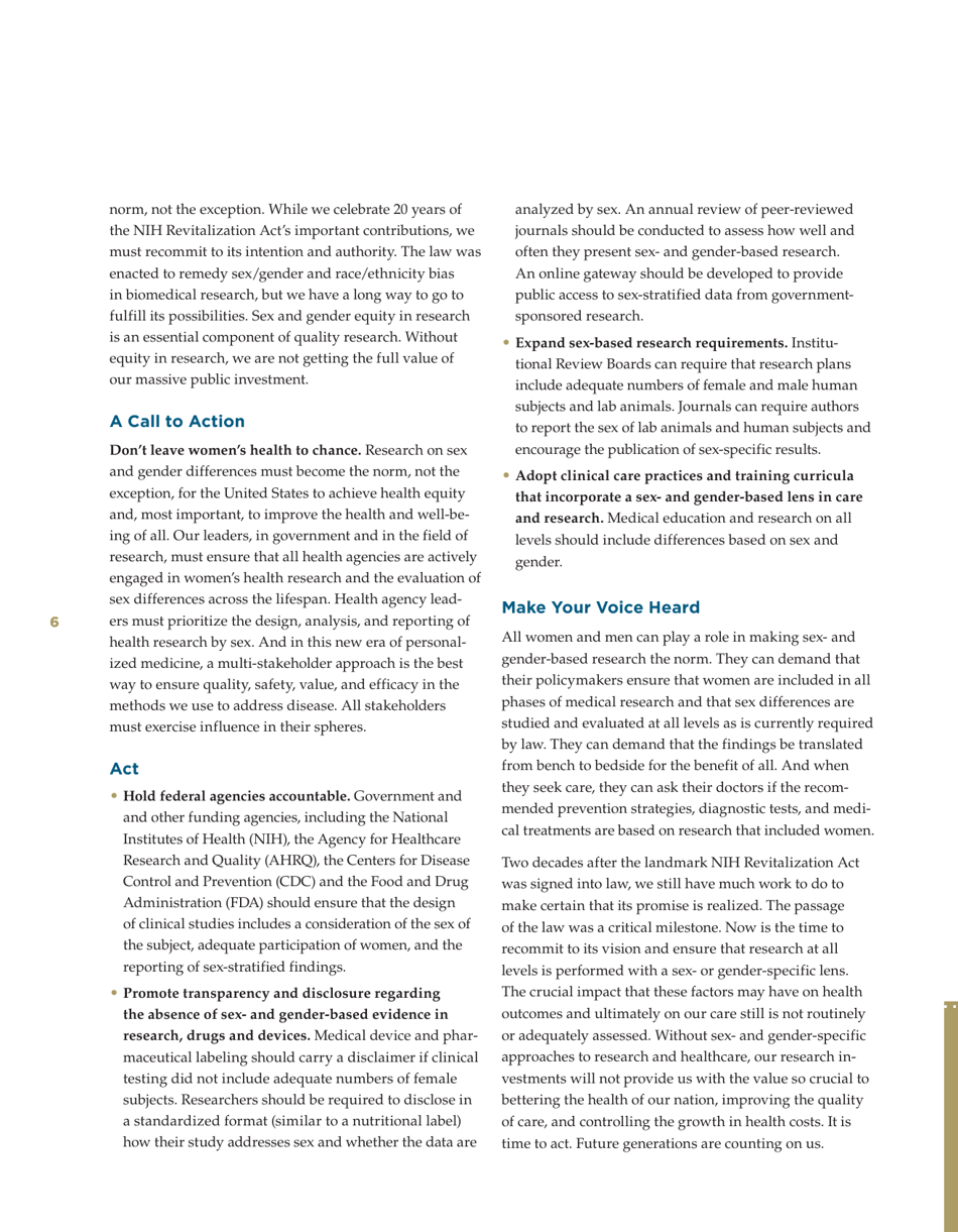 Sex-Specific Medical Research: Why Womens Health Cant Wait - Mary Horrigan Connors Center for Womens Health  Gender Biology, Page 8