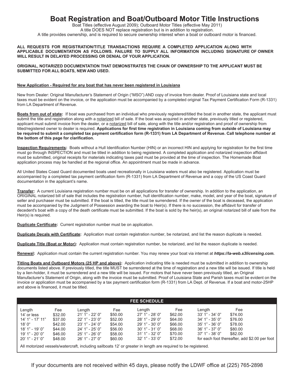 Louisiana Boat Registrationboat And Motor Title Application Fill Out Sign Online And 4485