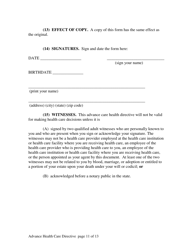 Advance Directive for Health Care Form - Alaska, Page 11