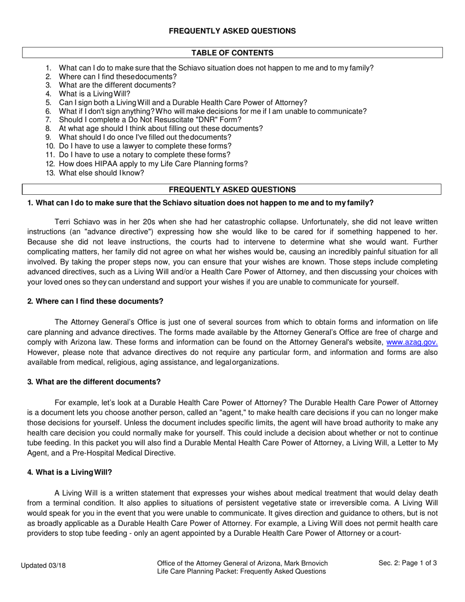 Life Care Planning Packet (Advance Directives for Health Care Planning) - Arizona, Page 10
