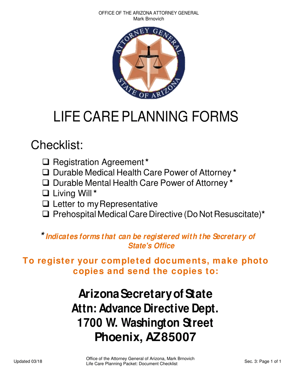 Life Care Planning Packet (Advance Directives for Health Care Planning) - Arizona, Page 13