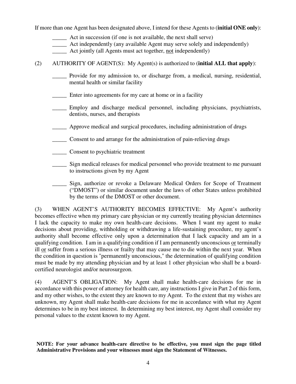 Delaware Advance Directive for Health Care Form Fill Out, Sign Online