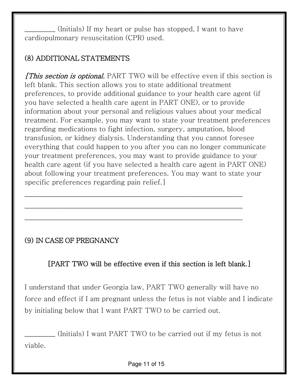 Advance Directive for Health Care Form - Georgia (United States), Page 25