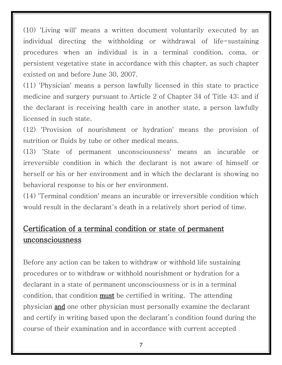 Advance Directive for Health Care Form - Georgia (United States), Page 7