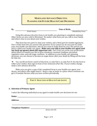 Advance Directive for Health Care Form - Maryland, Page 7
