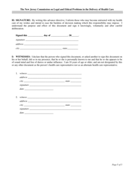 Advance Directive for Health Care Form - New Jersey, Page 5