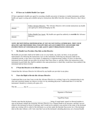Advance Directive for Health Care Form - North Carolina, Page 3