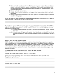 Advance Directive for Health Care Form - North Dakota, Page 2