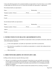 Advance Directive for Health Care Form - Oregon, Page 2