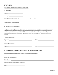 Advance Directive for Health Care Form - Oregon, Page 5
