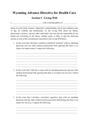 Document preview: Advance Directive for Health Care Form - Wyoming