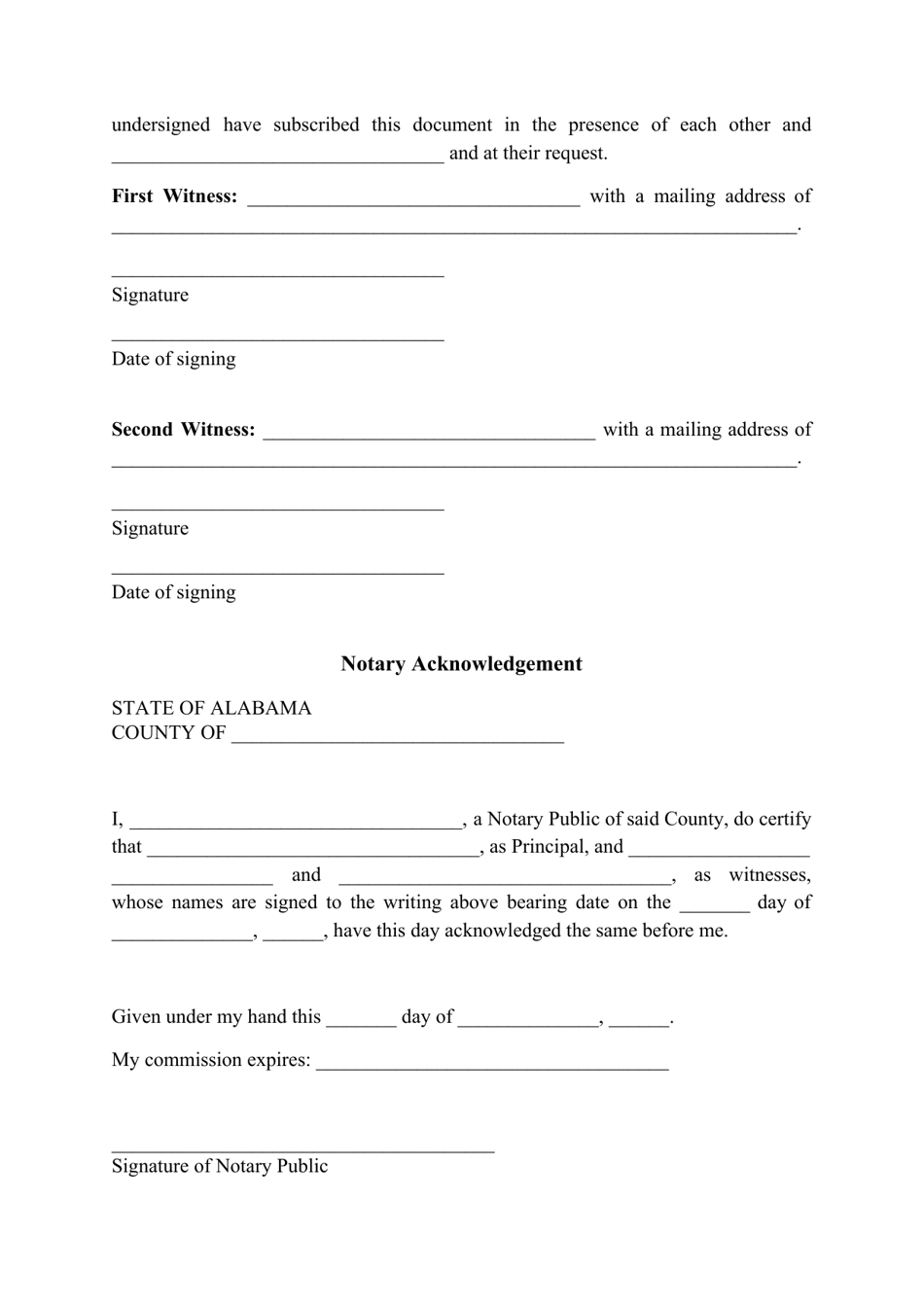 Alabama Living Will Form - Fill Out, Sign Online and Download PDF ...