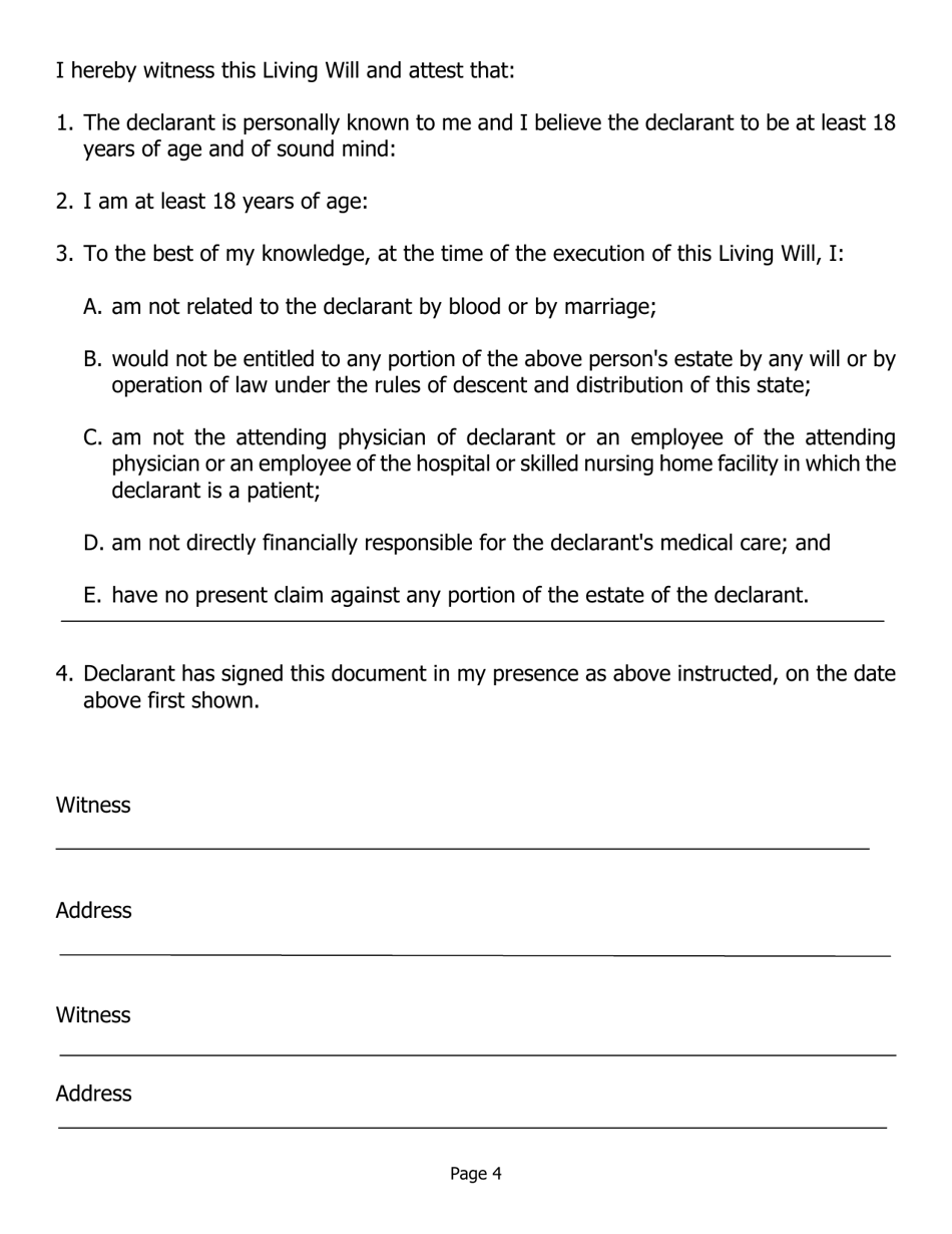 Living Will Form - Georgia (United States), Page 13