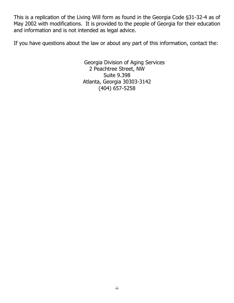 Living Will Form - Georgia (United States), Page 15