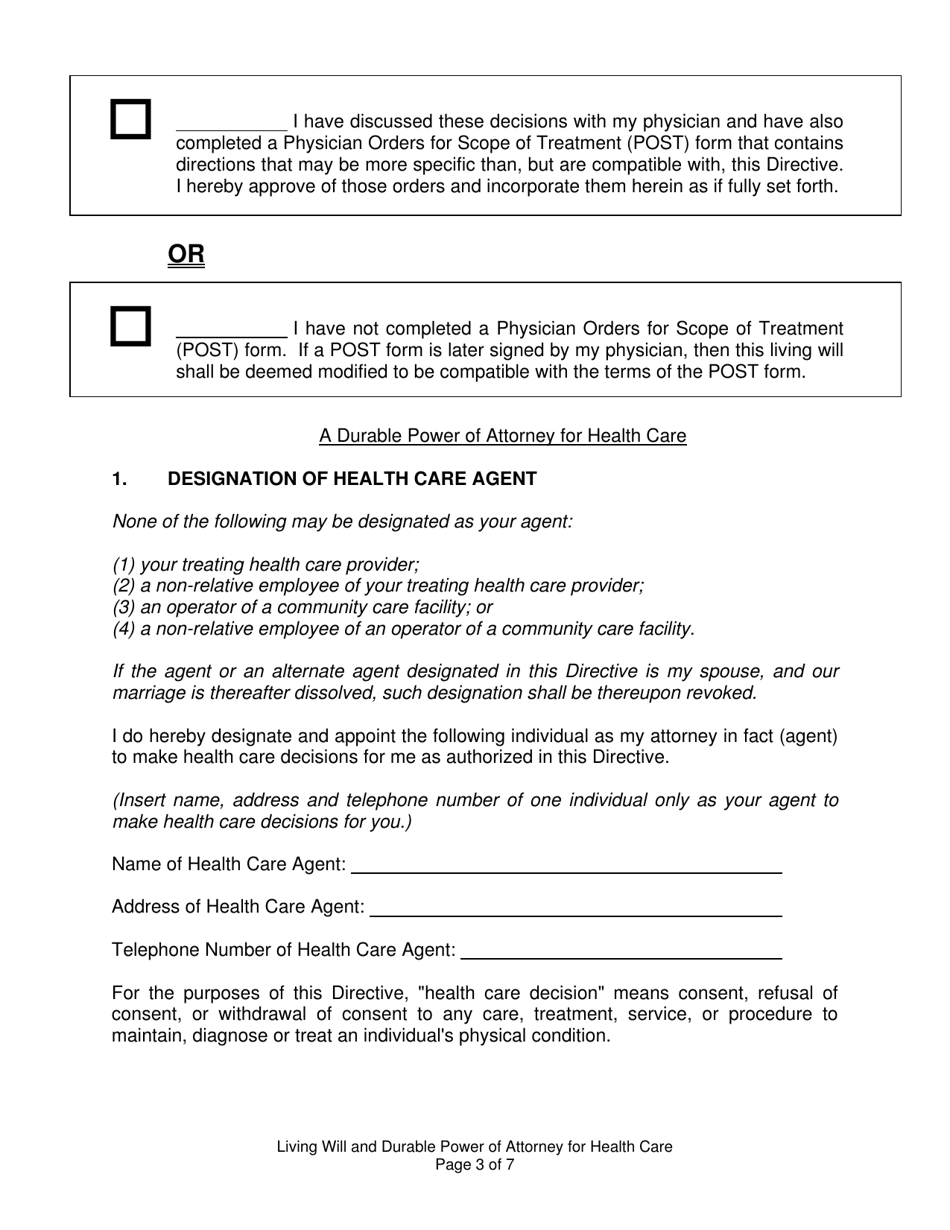 Living Will and Durable Power of Attorney for Health Care - Idaho, Page 3