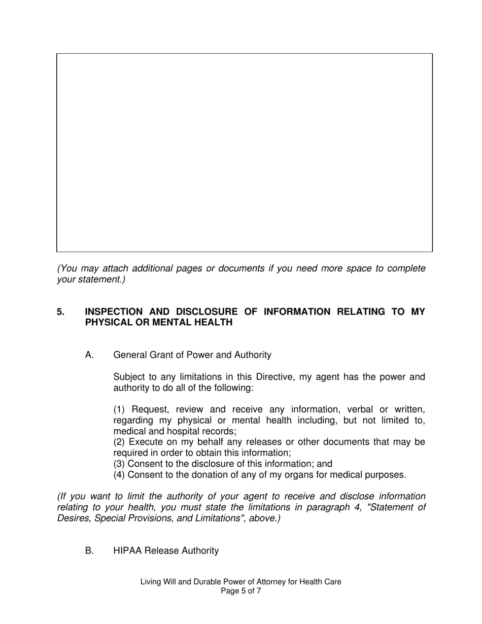 Living Will and Durable Power of Attorney for Health Care - Idaho, Page 5