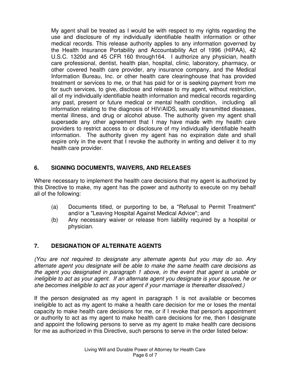 Living Will and Durable Power of Attorney for Health Care - Idaho, Page 6