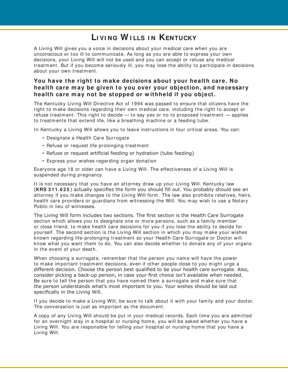 Kentucky Living Will Packet - Kentucky, Page 2