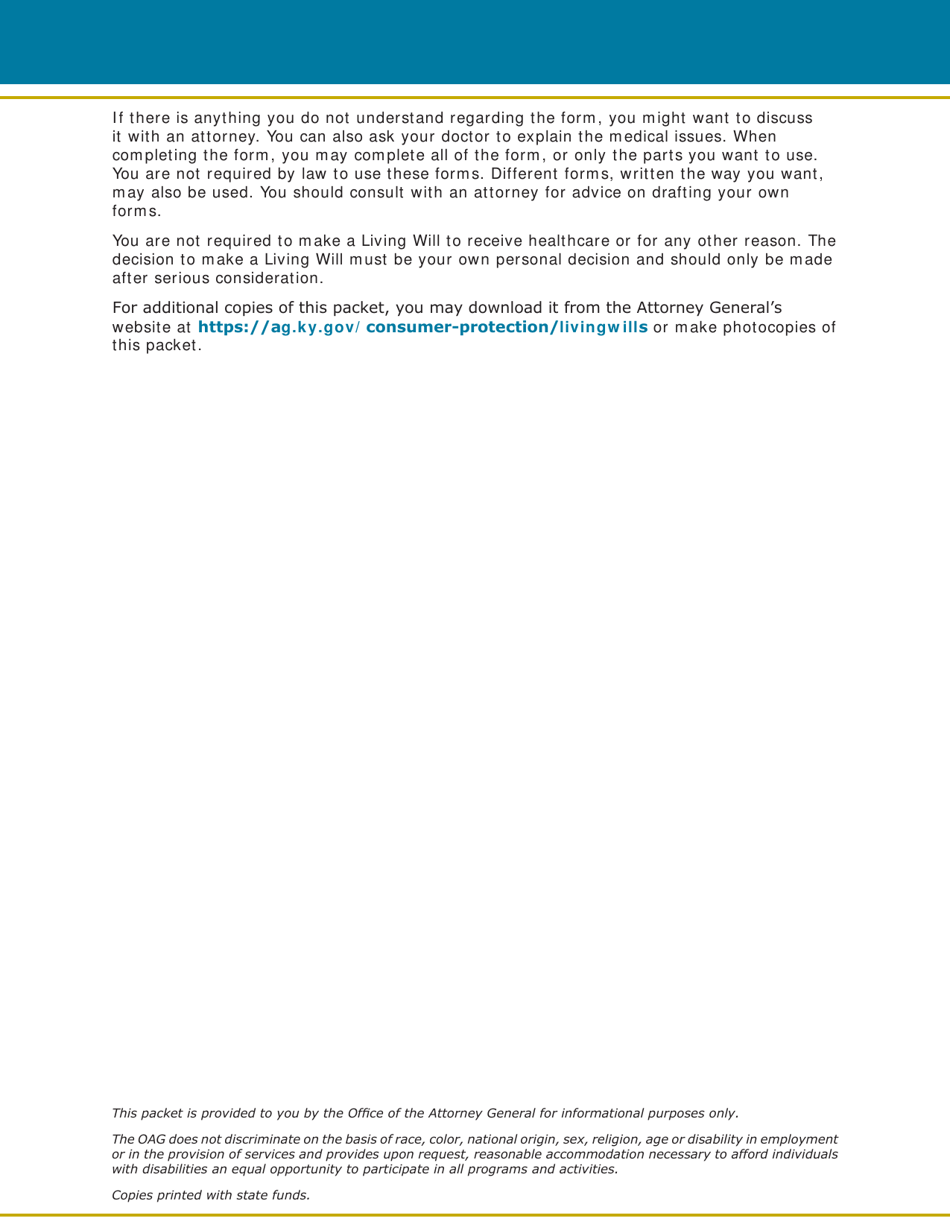 Kentucky Living Will Packet - Kentucky, Page 3