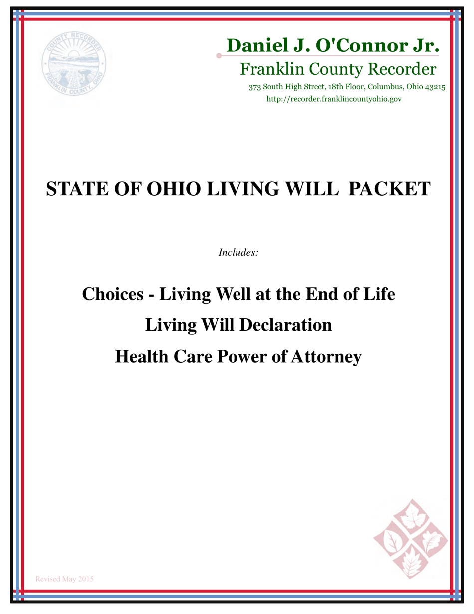 State of Ohio Living Will Packet - Ohio, Page 1