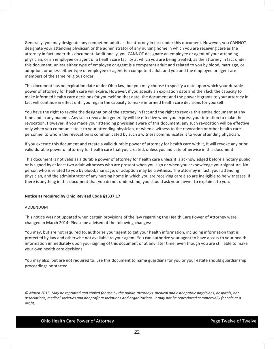 State of Ohio Living Will Packet - Ohio, Page 25