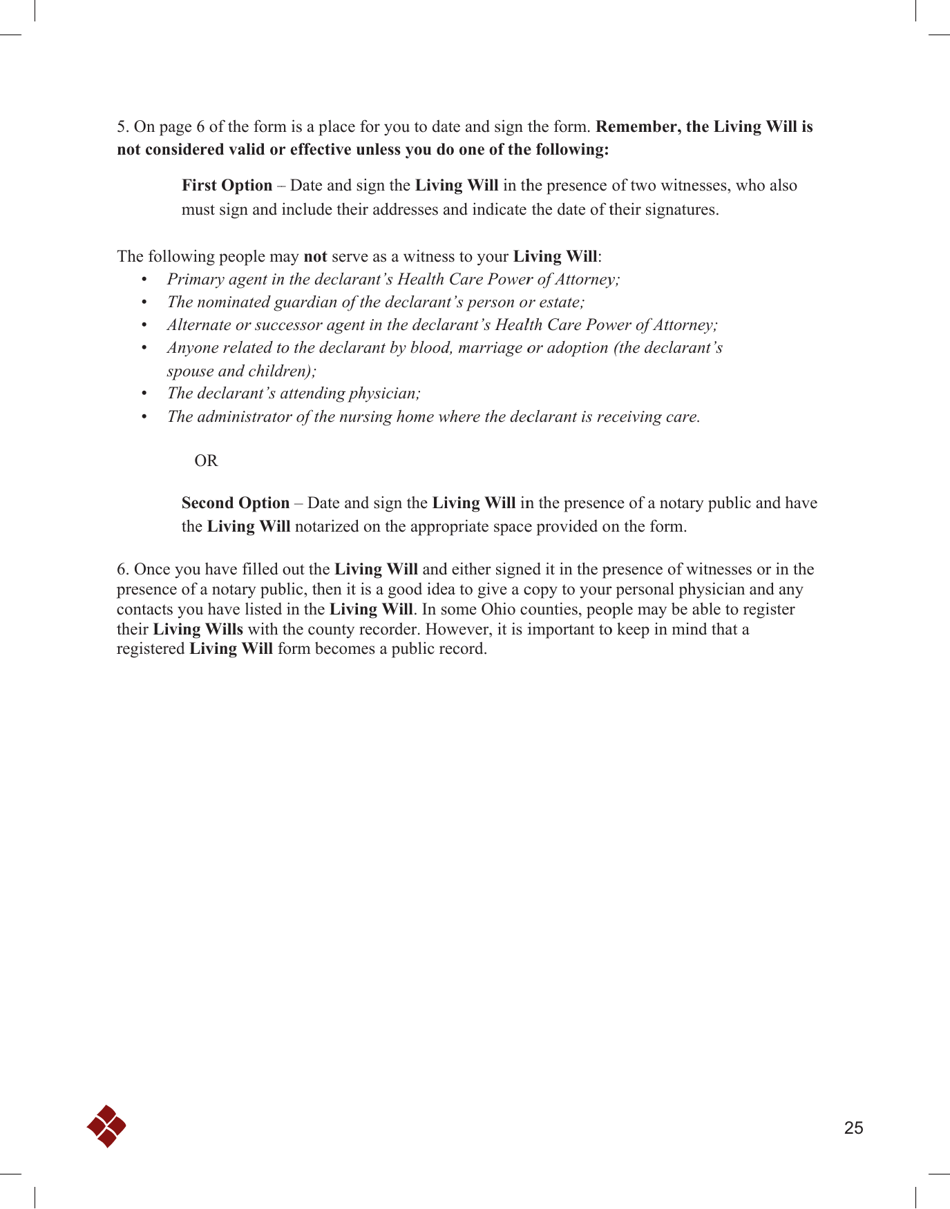 State of Ohio Living Will Packet - Ohio, Page 28