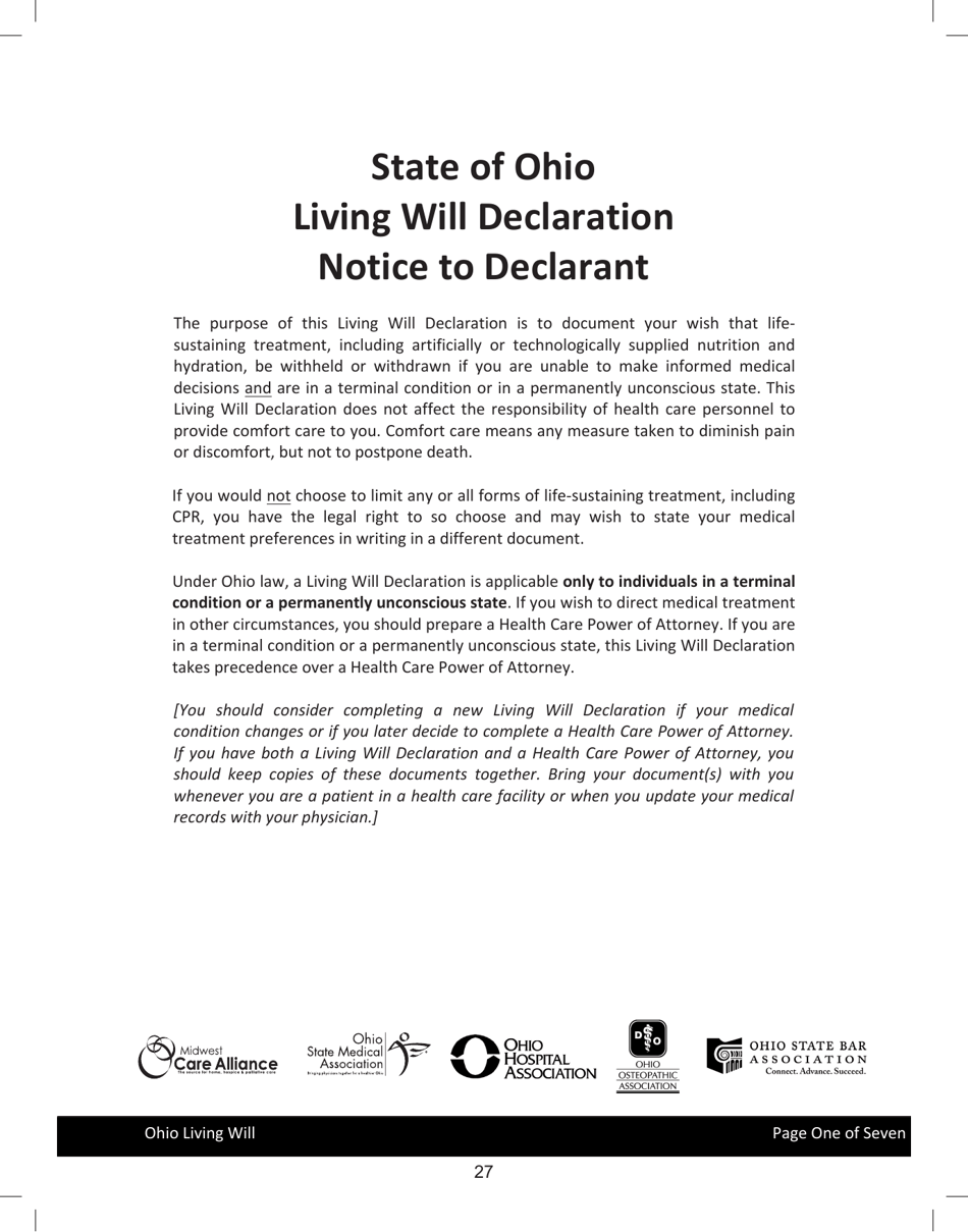 State of Ohio Living Will Packet - Ohio, Page 30