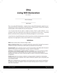 State of Ohio Living Will Packet - Ohio, Page 31