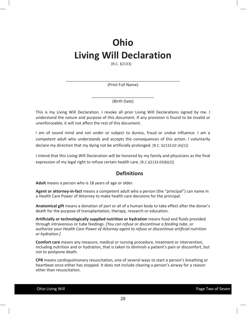 Ohio State of Ohio Living Will Packet Fill Out Sign Online and Ohio State of Ohio Living Will Packet Fill Out Sign Online and