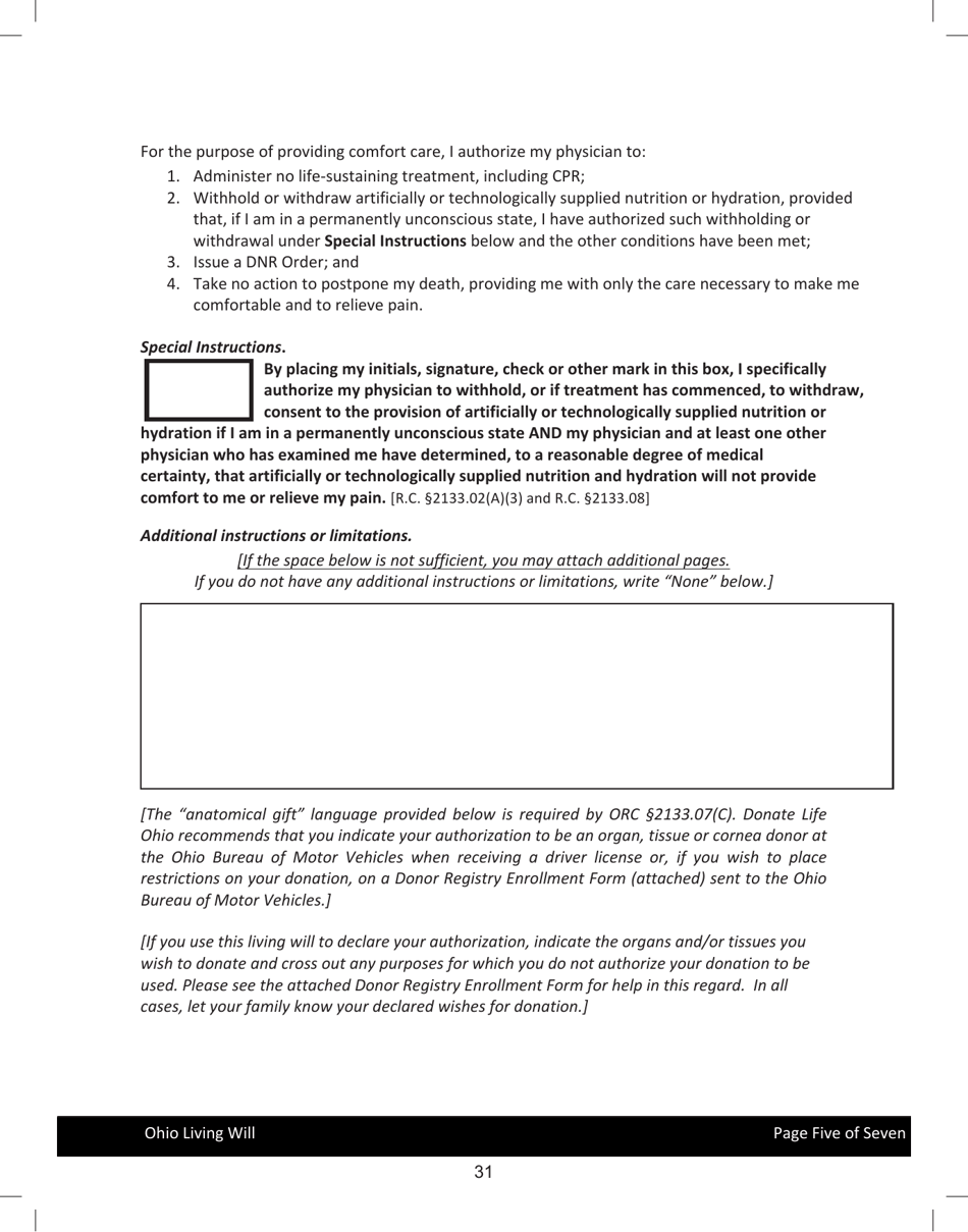 State of Ohio Living Will Packet - Ohio, Page 34
