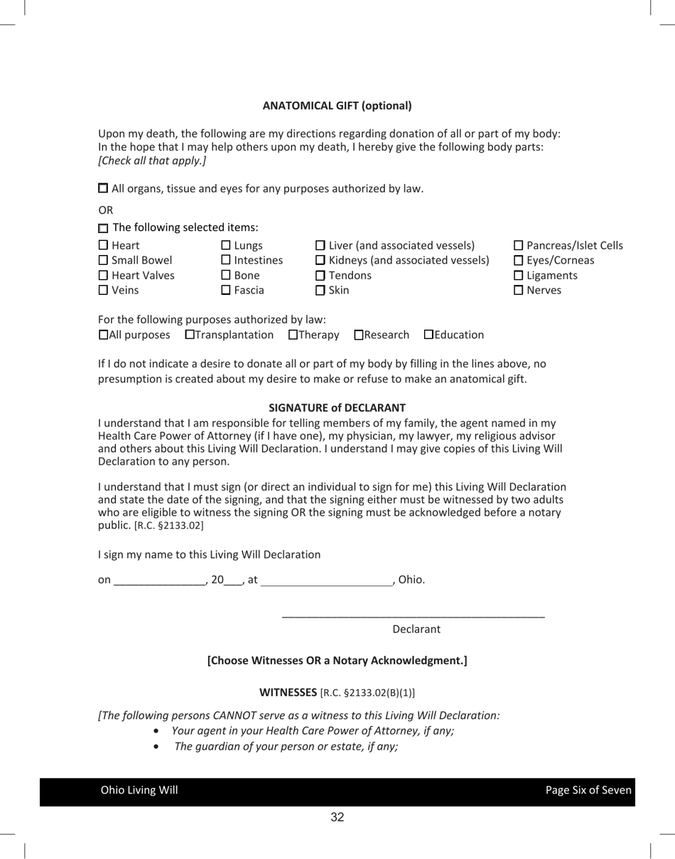 State of Ohio Living Will Packet - Ohio, Page 35