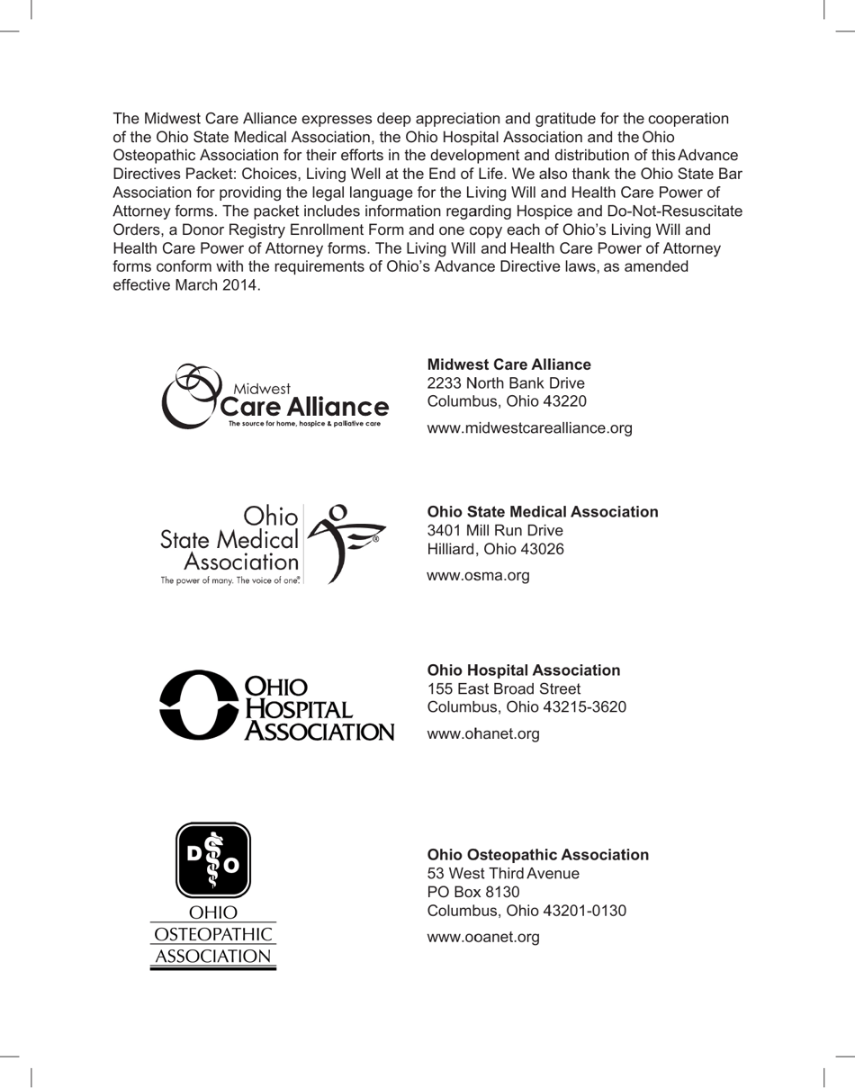 State of Ohio Living Will Packet - Ohio, Page 3