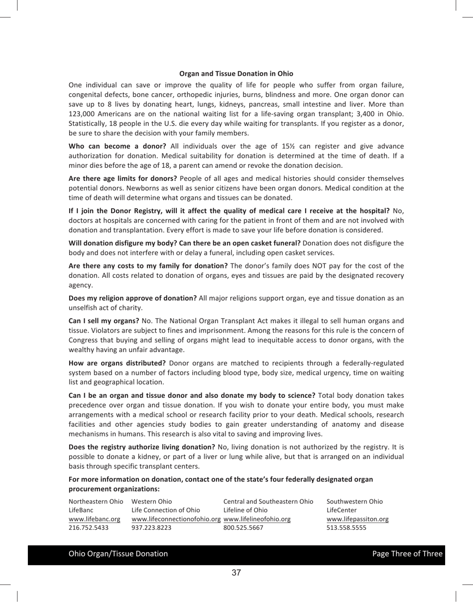 State of Ohio Living Will Packet - Ohio, Page 40