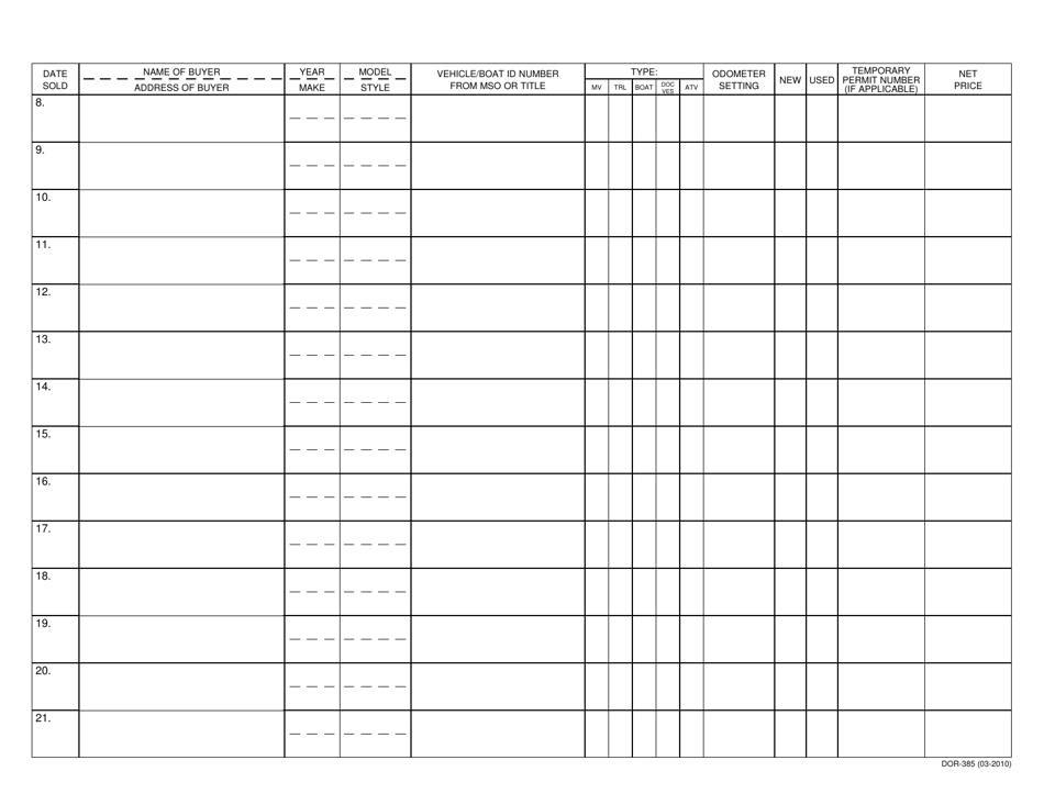 Form 385 - Fill Out, Sign Online And Download Fillable Pdf, Missouri 