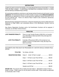 Form MVD-10003 Application for Vessel Title and Registration - New Mexico, Page 2