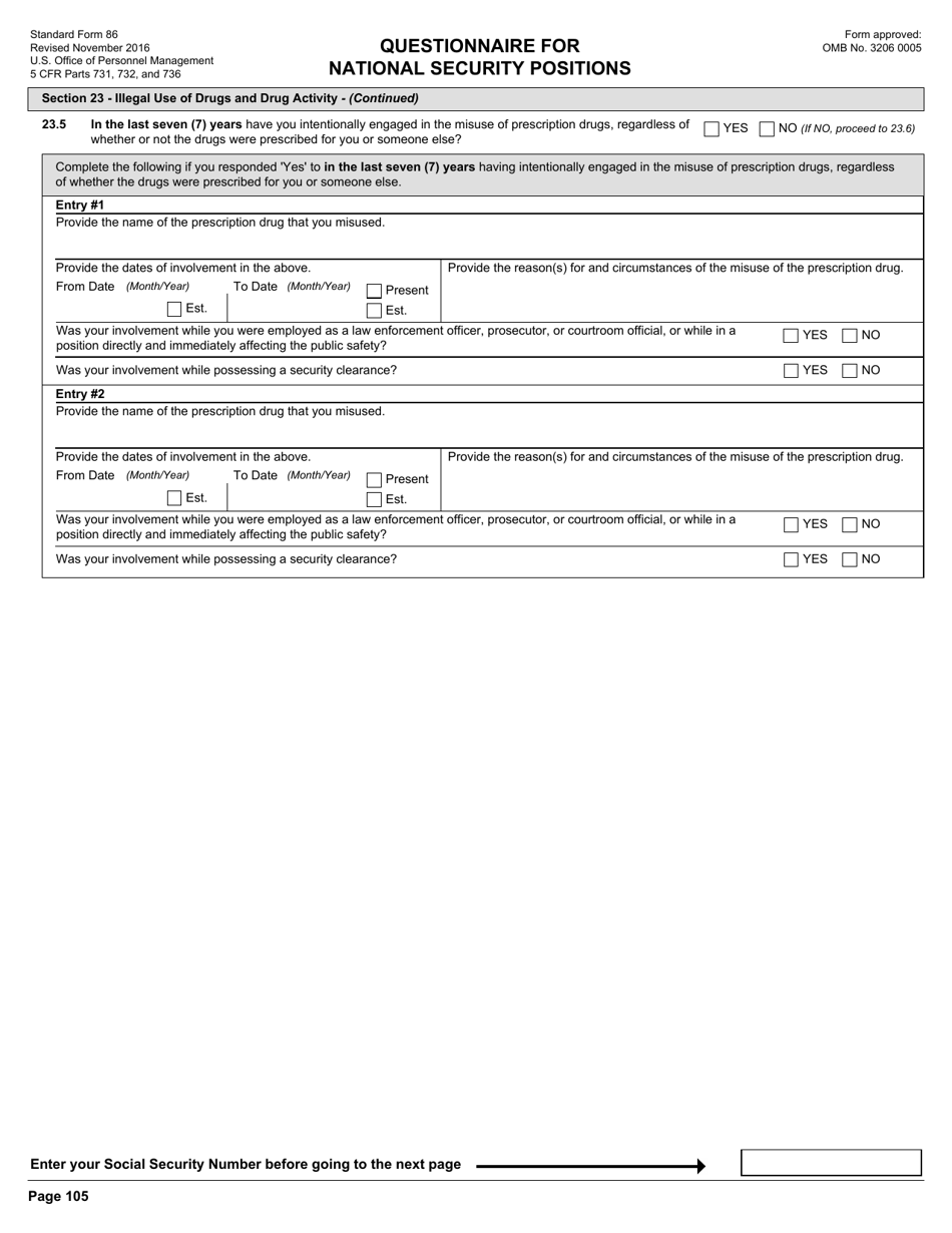 OPM Form SF-86 Questionnaire for National Security Positions, Page 108