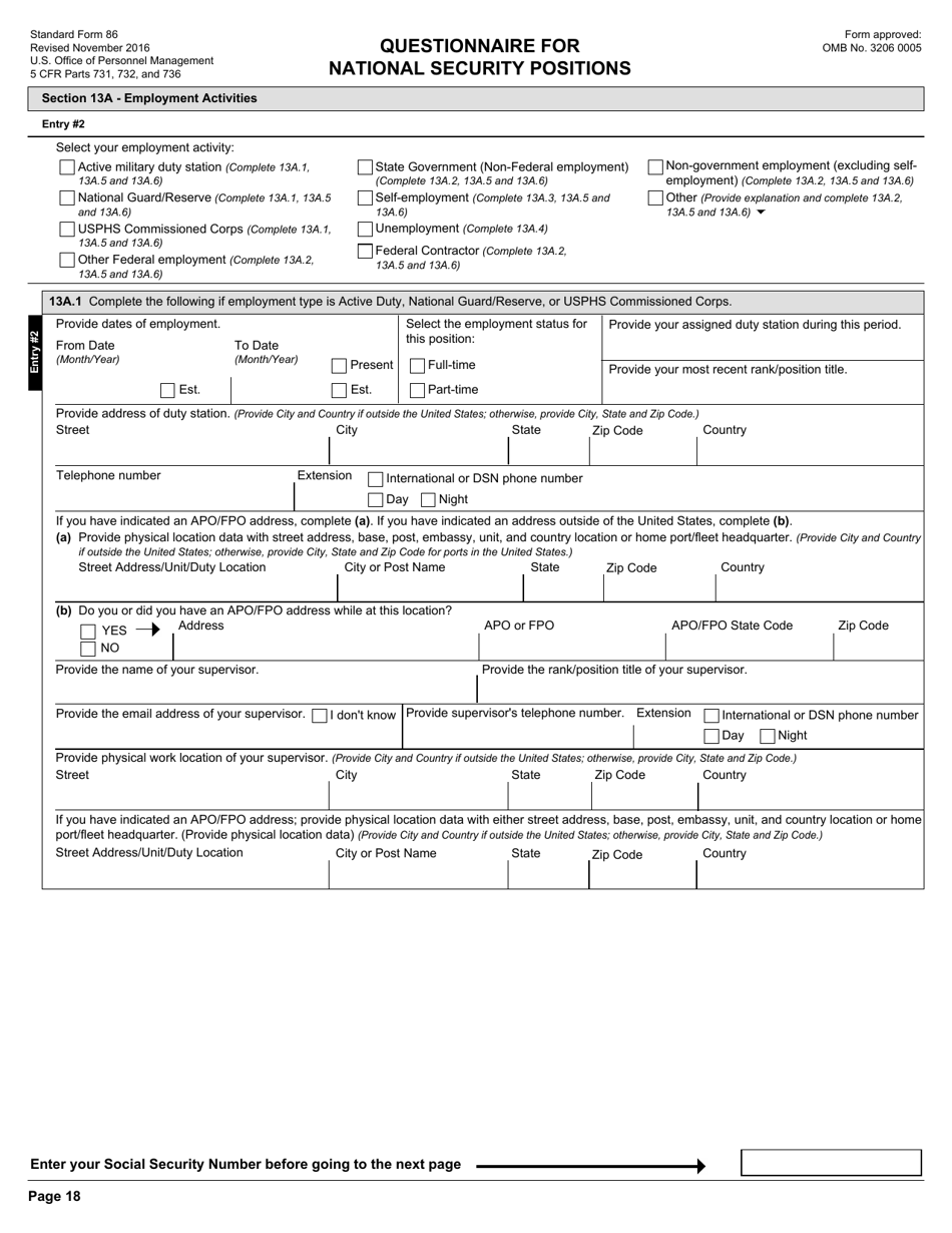 OPM Form SF-86 Questionnaire for National Security Positions, Page 21
