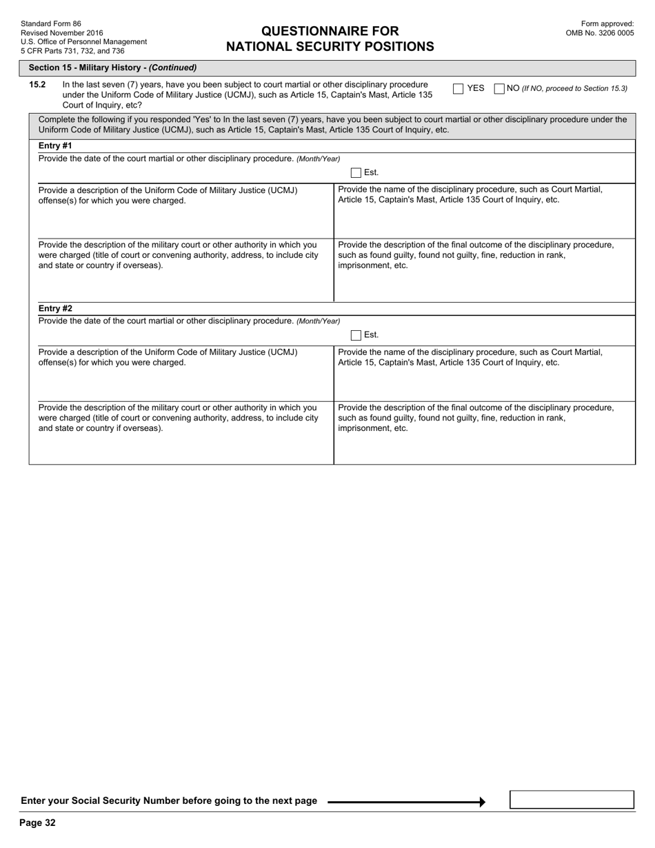 OPM Form SF-86 Questionnaire for National Security Positions, Page 35