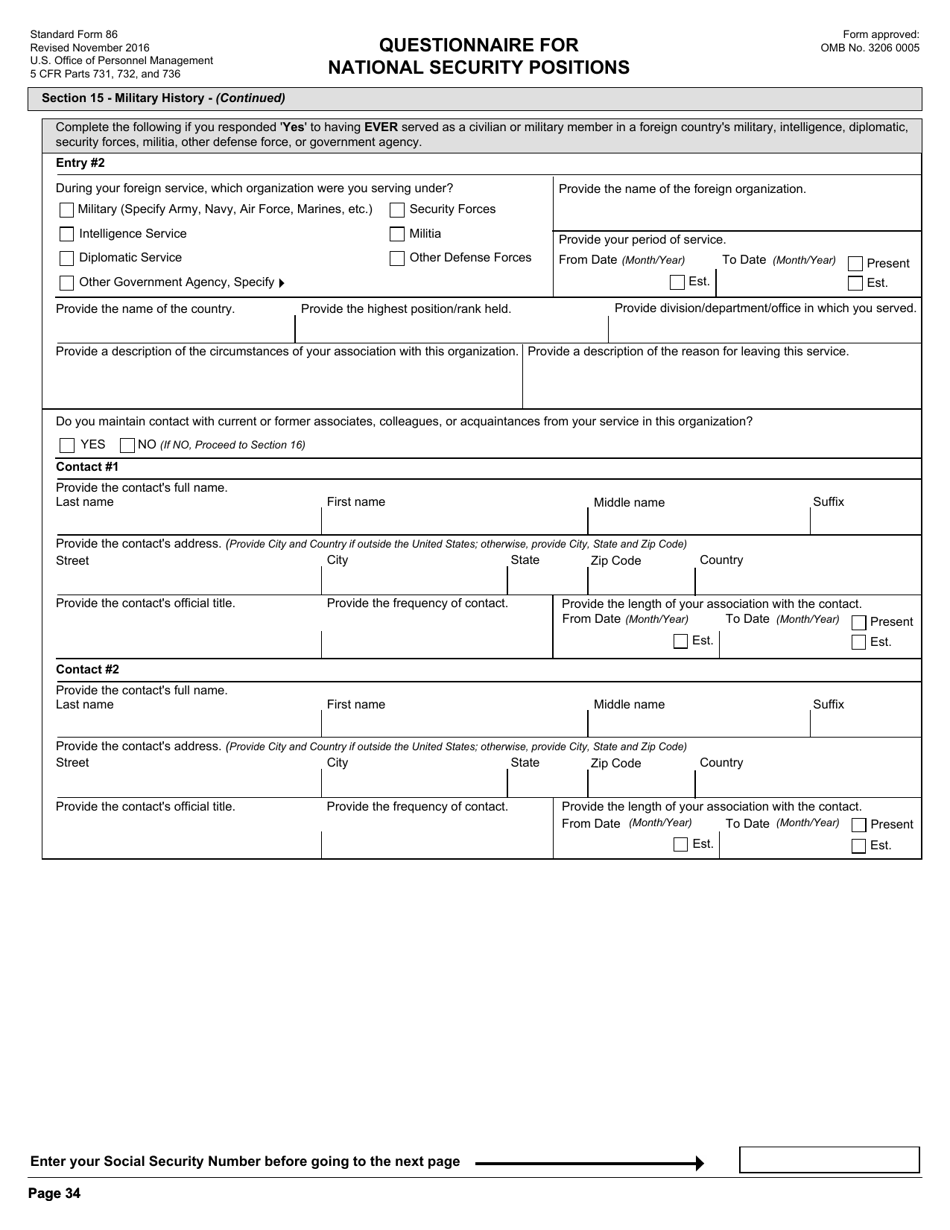 OPM Form SF-86 Questionnaire for National Security Positions, Page 37