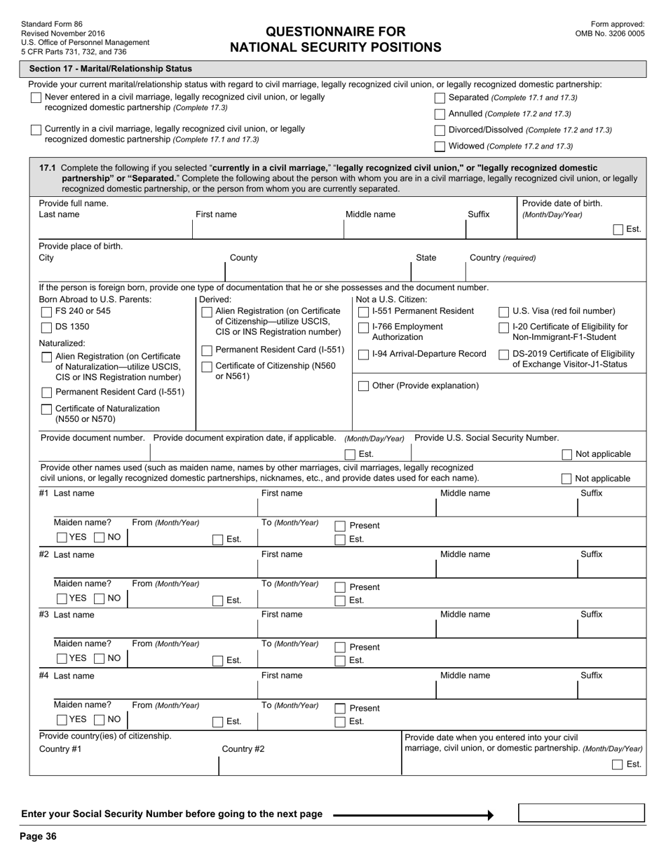 OPM Form SF-86 Questionnaire for National Security Positions, Page 39