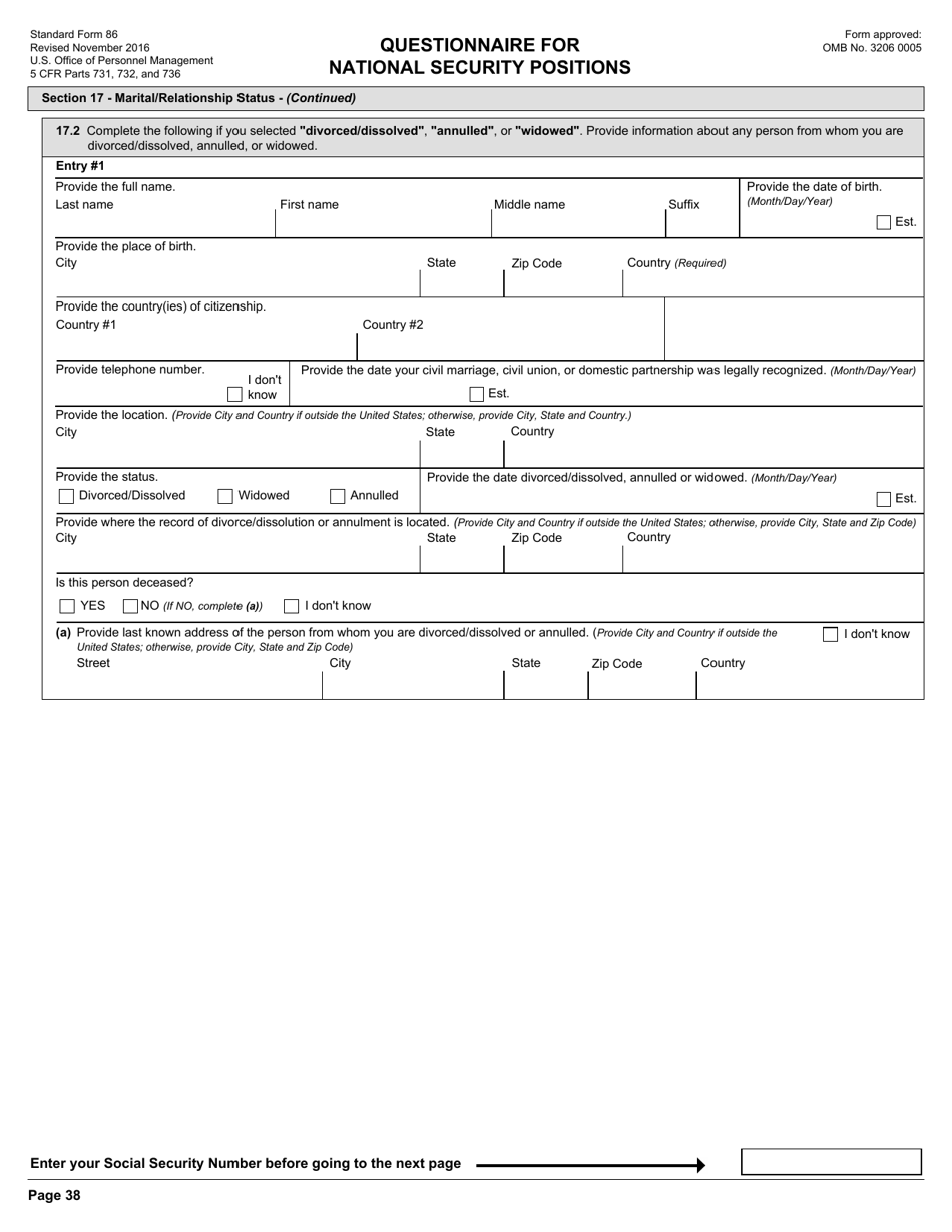 OPM Form SF-86 Questionnaire for National Security Positions, Page 41