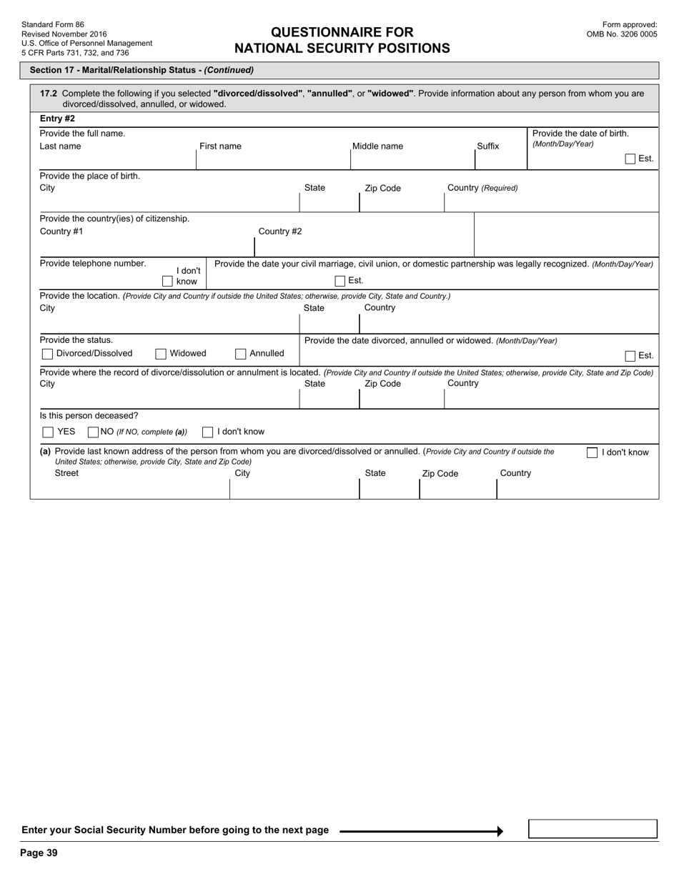 OPM Form SF-86 Questionnaire for National Security Positions, Page 42