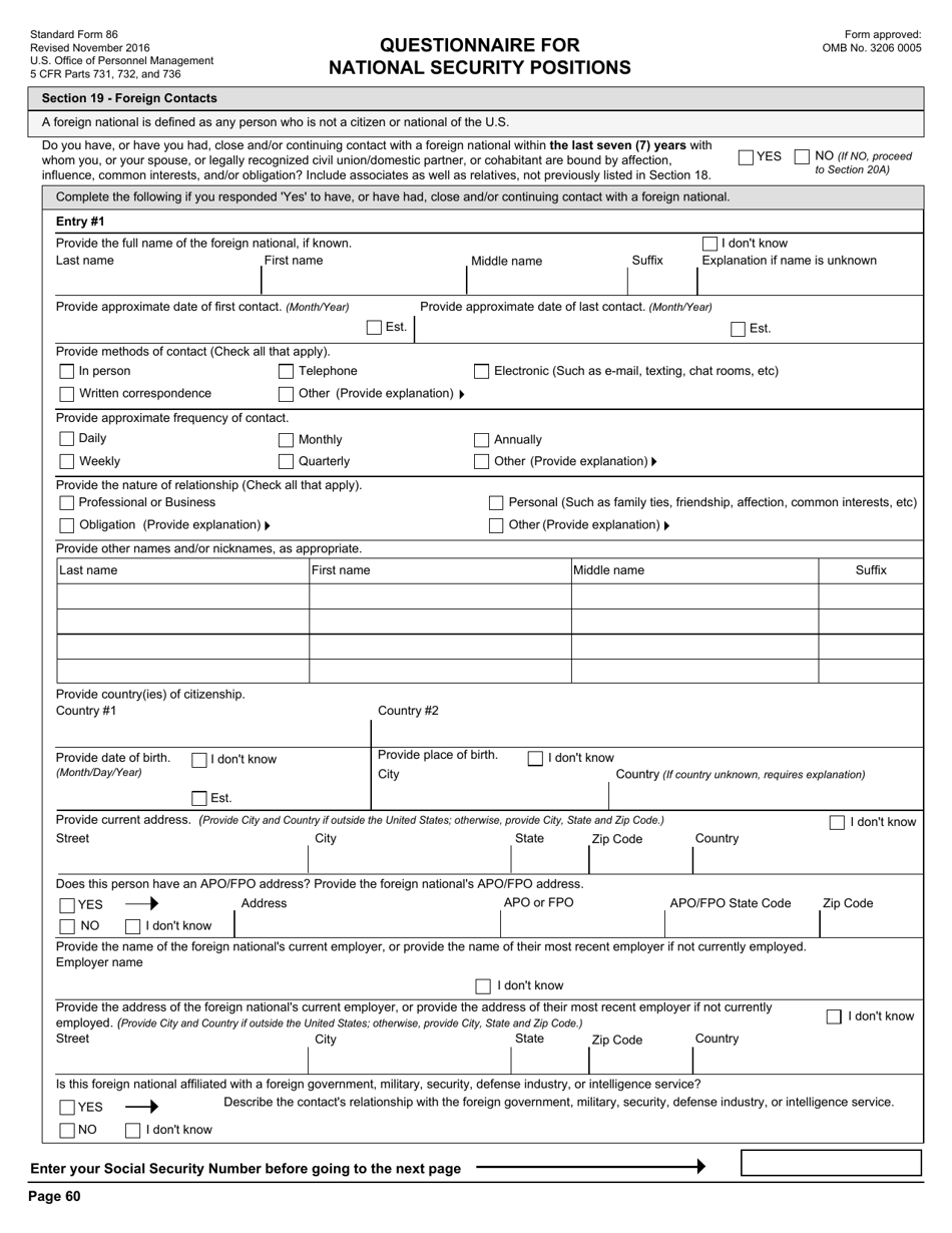 OPM Form SF-86 Questionnaire for National Security Positions, Page 63